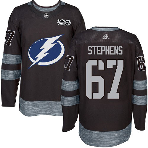 Adidas Tampa Bay Lightning Men 67 Mitchell Stephens Black 1917-2017 100th Anniversary Stitched NHL Jersey